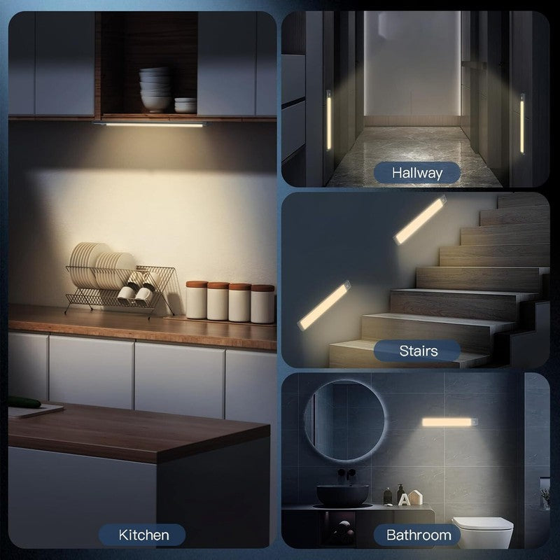 Under Cabinet Lights, 40 LED Rechargeable Battery Operated Motion Sensor Light Indoor, 2 Pack Magnetic Dimmable Closet Lights, Wireless Under Counter Lights for Kitchen, Stairs - Amazon.com