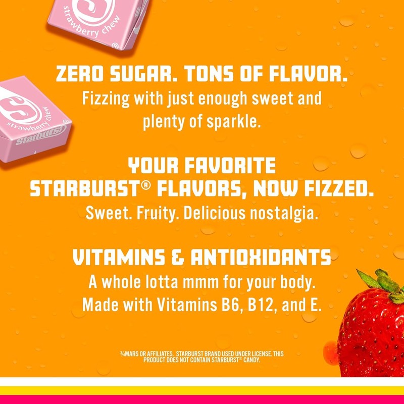 Sparkling Ice STARBURST Strawberry, Zero Sugar Flavored Sparkling Water, with Vitamins and Antioxidants, Low Calorie Beverage, 17 fl oz Bottles (Pack of 12) : Grocery & Gourmet Food