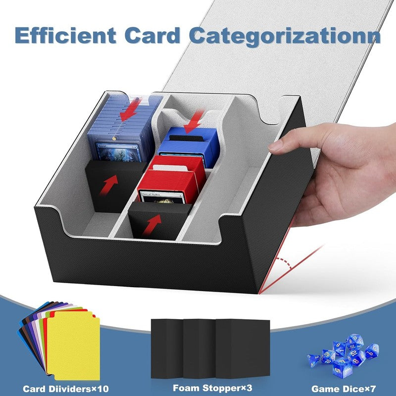 Mlikero Card Deck Case, Trading Card Storage Box for Magnetic Cards Holder and Hard Plastic Cards Protectors, Leather Magnetic Closure Deck Box Fit for MTG, TCG : Toys & Games