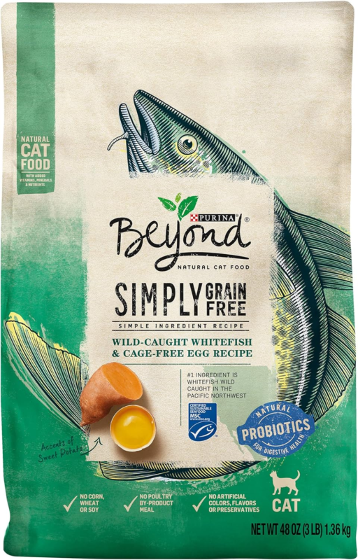 Purina Beyond Natural Grain Free Dry Cat Food Whitefish and Egg Recipe with Added Vitamins, Minerals and Nutrients - 3 lb. Bag : Pet Supplies