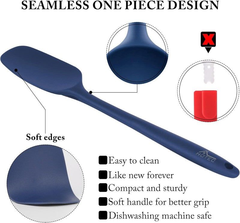 HOTEC Food Grade Silicone Rubber Spatula Set Kitchen Utensils for Baking, Cooking, and Mixing High Heat Resistant Non Stick Dishwasher Safe BPA-Free Classic Blue Set of 5: Home & Kitchen