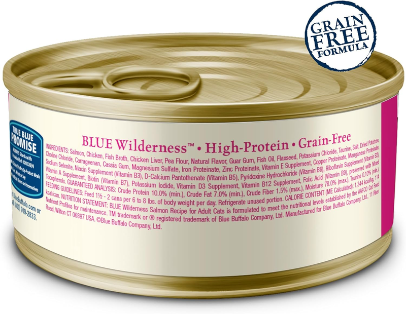 Blue Buffalo Wilderness Natural Wet Cat Food Paté, High-Protein & Grain-Free Recipe, Chicken, 5.5-oz. Cans (24 Count)