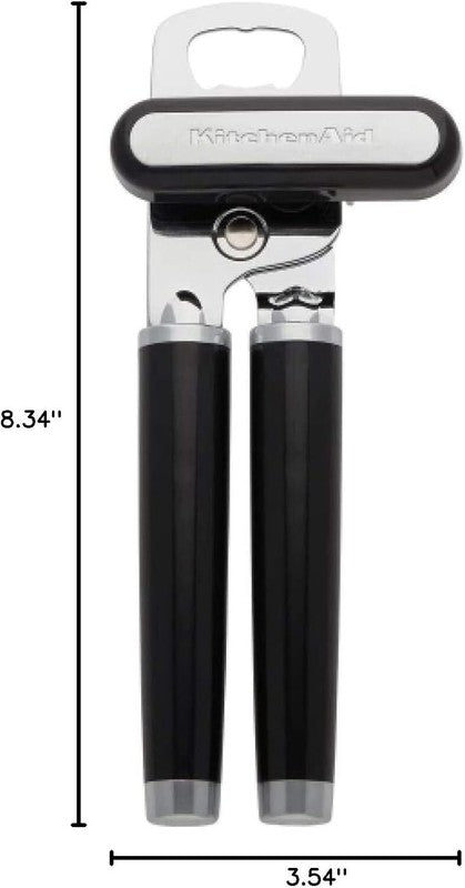 KitchenAid Classic Multifunction Can Opener and Bottle Opener Easy to Use, Razor Sharp Stainless Steel Cutting Wheel, Soft Ergonomic Handles, Black : Home & Kitchen