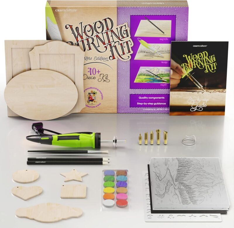 Beginners Wood Burning Kit for Kids and Teenage Boys & Girls Cool Gifts for Boy or Girl Craft Projects Birthday Gift Idea for Older Children Teen Woodburning DIY Hobby Kits Art Activities