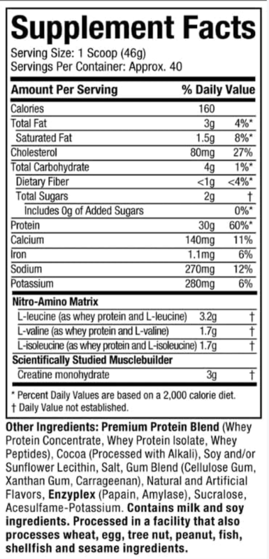Muscletech Whey Protein Powder (Milk Chocolate, 4 Pound) - Nitro-Tech Muscle Building Formula with Whey Protein Isolate & Peptides - 30g of Protein, 3g of Creatine & 6.6g of BCAA : Health & Household