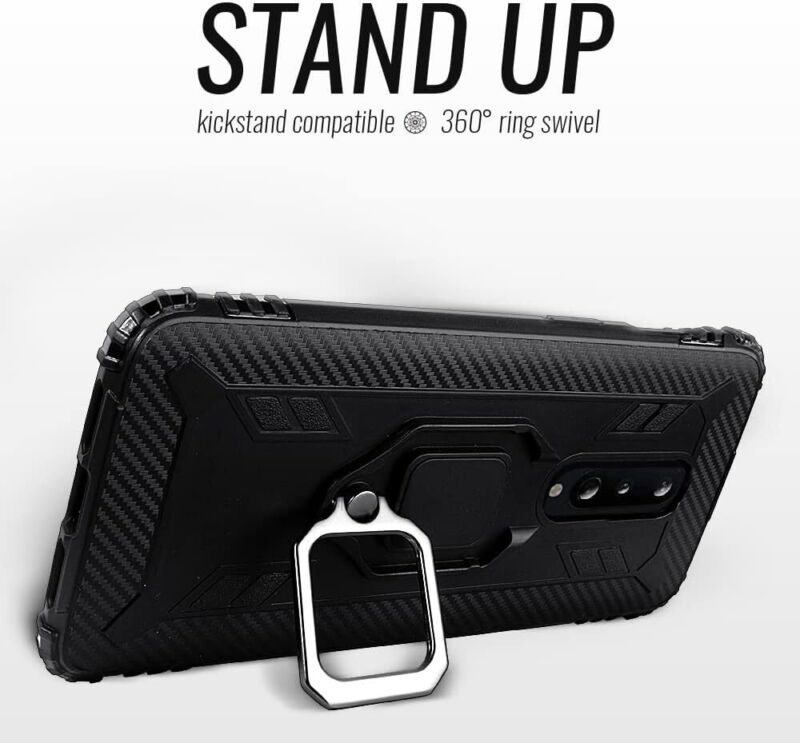 Shields Up OnePlus 8 Case with Kickstand Shockproof Slim Lightweight Black Cover