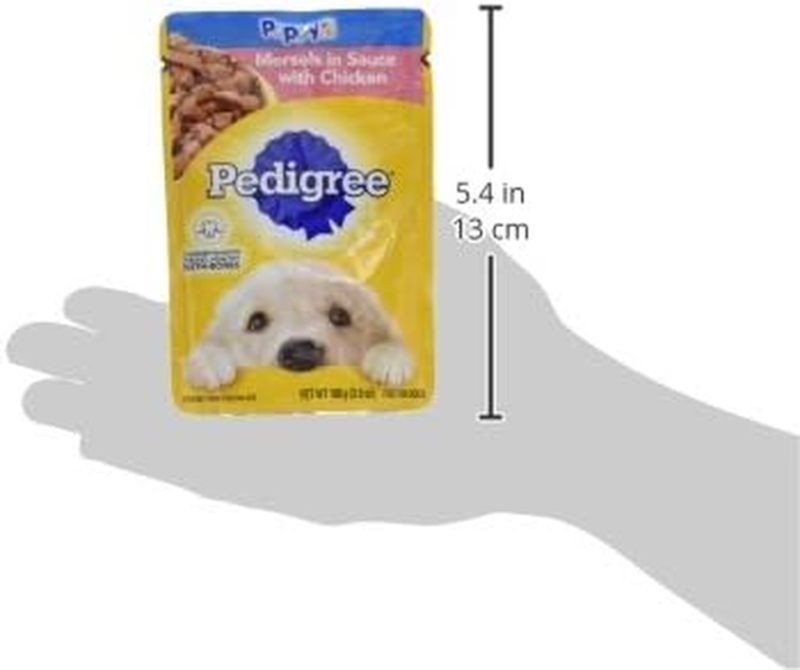 Pedigree Puppy Wet Dog Food Morsels in Sauce With Chicken, 3.5 oz. Pouches, 16 Pack