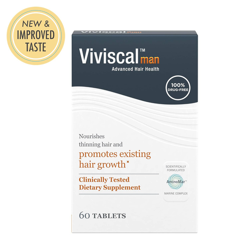 Viviscal Men's Hair Growth Supplements for Thicker, Fuller Hair Clinically Proven with Proprietary Collagen Complex, 60 Tablets - 1 Month Supply : Beauty & Personal Care