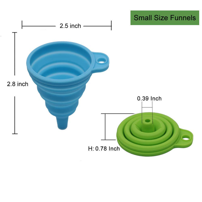 KongNai Kitchen Funnel Set 4 Pack, Small and Large, Kitchen Gadgets Accessories Foldable Silicone Collapsible Funnels for Filling Water Bottle Liquid Transfer Food Grade: Home & Kitchen
