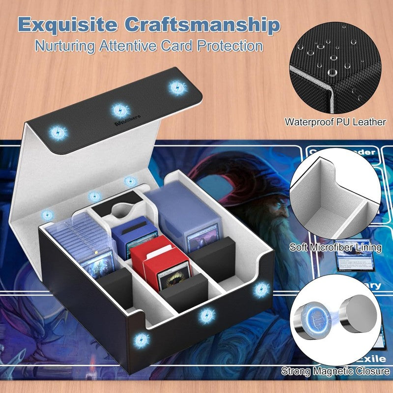 Mlikero Card Deck Case, Trading Card Storage Box for Magnetic Cards Holder and Hard Plastic Cards Protectors, Leather Magnetic Closure Deck Box Fit for MTG, TCG : Toys & Games