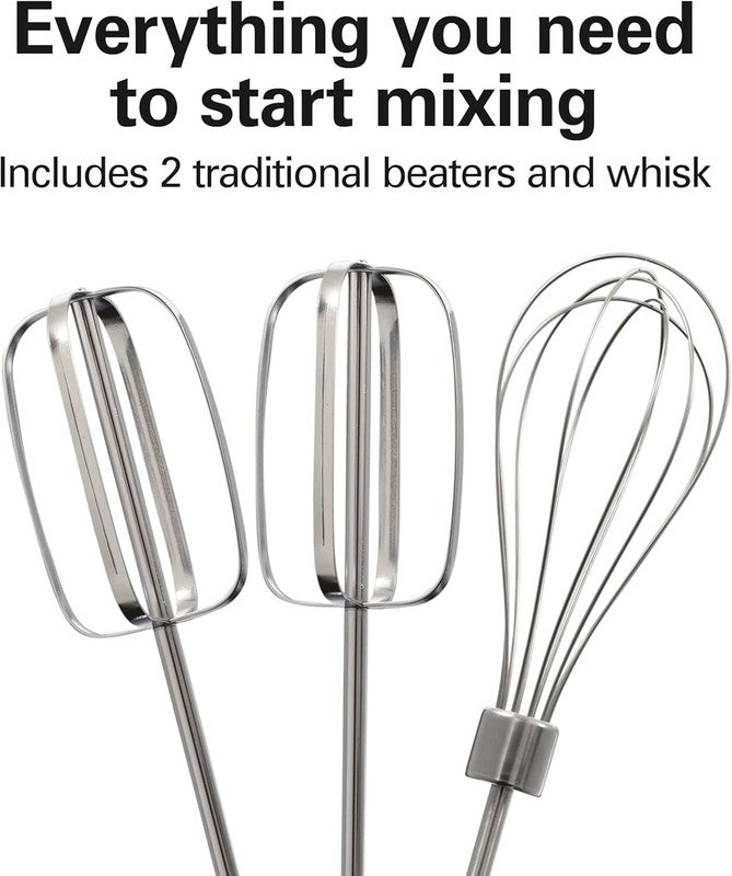 Hamilton Beach 6-Speed Electric Hand Mixer with Whisk, Traditional Beaters, Snap-On Storage Case, 250 Watts, White: Home & Kitchen