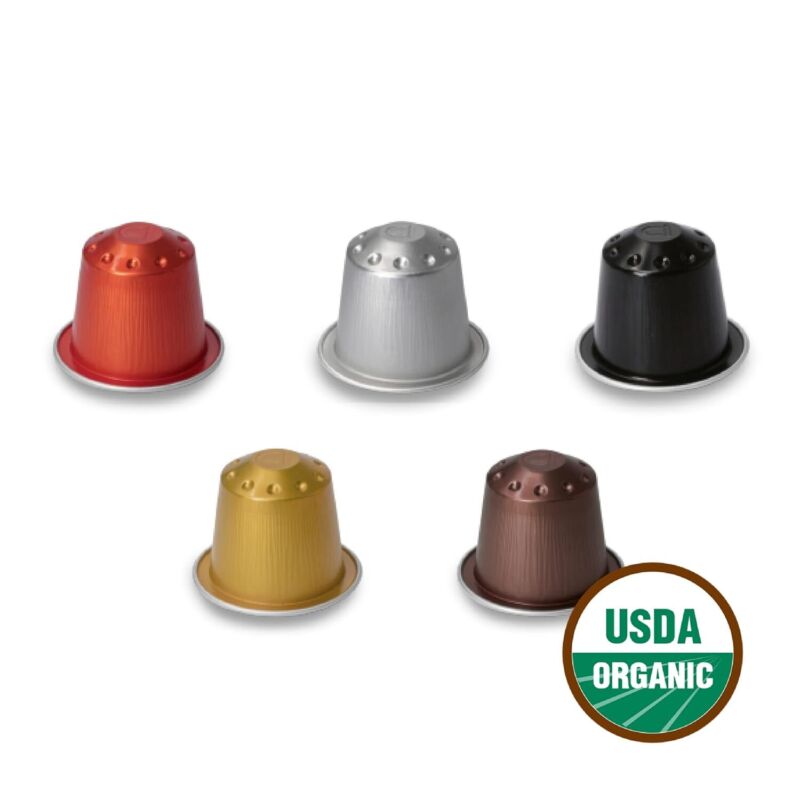 Organic USDA Café Romano Coffee Aluminum Espresso Pods For Nespresso Original Machine 100 Pack Italian Espresso Coffee (Variety pack) : Grocery & Gourmet Food