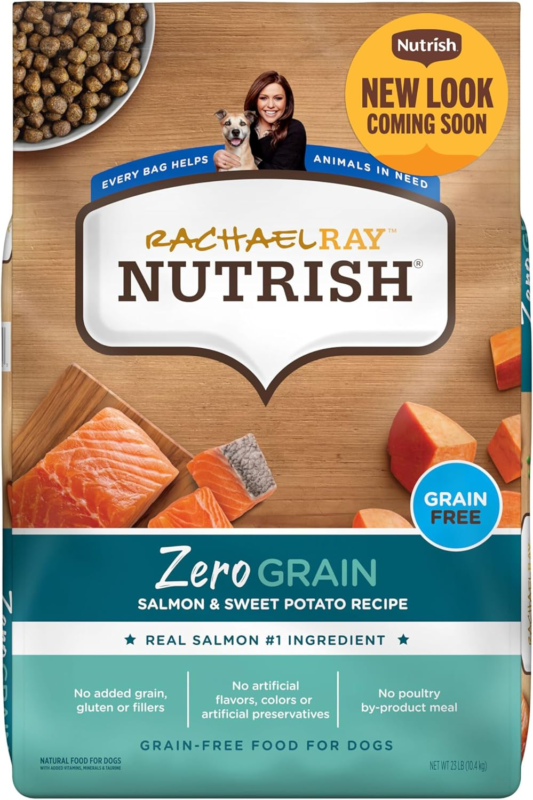 Rachael Ray Nutrish Zero Grain Natural Dry Dog Food, Salmon & Sweet Potato Recipe, 23 Pounds, Grain Free (18236103)