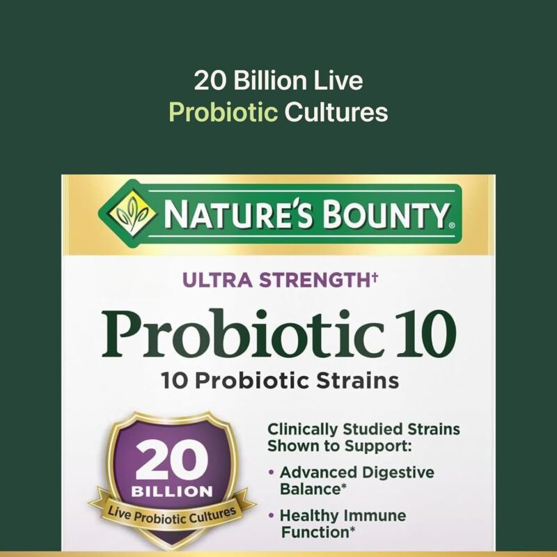 Nature's Bounty Probiotic 10 Daily Probiotic Supplement for Digestive, Immune, and Upper Respiratory Support, Ultra Strength, 30 Capsules 1 Pack : Health & Household