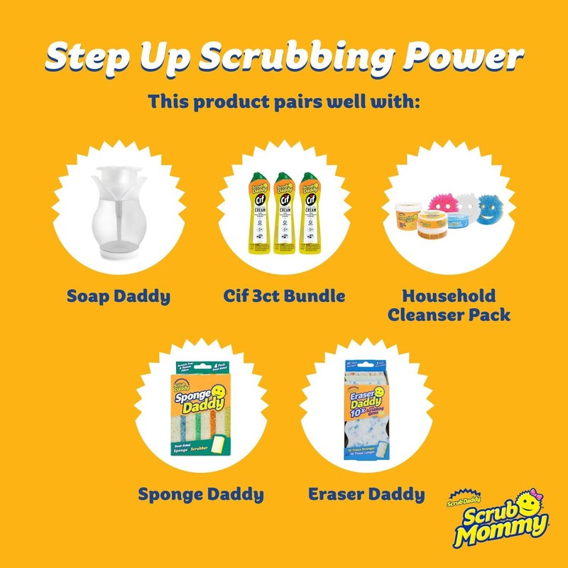 Scrub Daddy Scrub Mommy Sponges - Dish Scrubber + Non-Scratch Cleaning Sponges Kitchen, Bathroom + Multi-Surface Safe - Dual-Sided Dish Sponges for Scrubbing - Online Exclusive (3 Count) : Health & Household