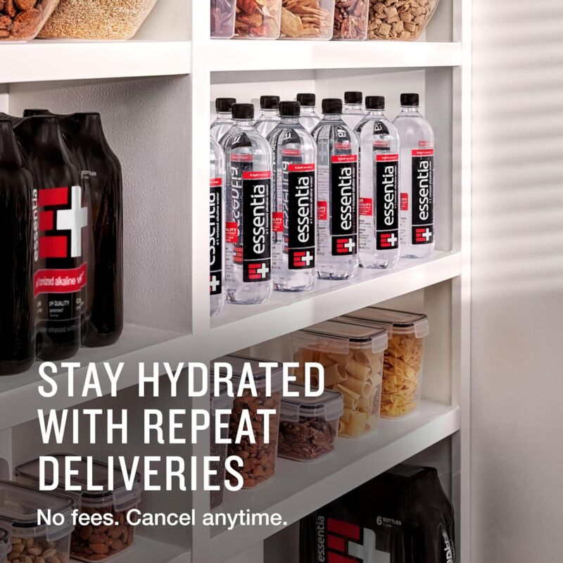 Essentia Water LLC , 99.9% Pure, Infused with Electrolytes for a Smooth Taste, pH 9.5 or Higher; Ionized Alkaline Water, Black, 42.3 Fl Oz (Pack of 12) : Grocery & Gourmet Food