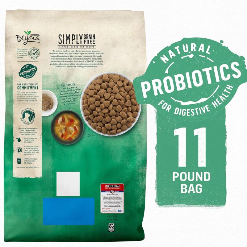 Purina Beyond Natural Grain Free Dry Cat Food Whitefish and Egg Recipe With Added Vitamins, Minerals and Nutrients - 11 lb. Bag : Pet Supplies