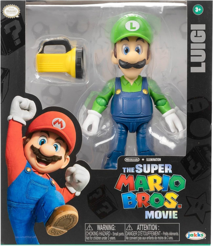 THE SUPER MARIO BROS. MOVIE - 5 Inch Action Figures Series 1 – Luigi Figure with Flashlight Accessory : Toys & Games