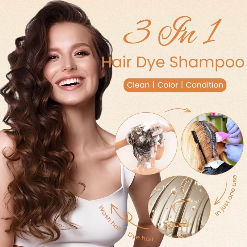 Mxvbaty Black Hair Dye Shampoo 3 in 1, Root Touch Up Hair Color for Women Men Semi Permanent 100% Gray Hair Coverage, Champu Para Canas for Color Treated Hair, 15 Minutes Quick Dye, 500 ml : Beauty & Personal Care