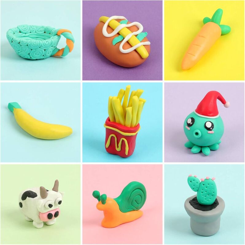 Polymer Clay 50 Colors, Modeling Clay for Kids DIY Starter Kits, Oven Baked Model Clay, Non-Sticky Molding Clay with Sculpting Tools, Gift for Children and Artists (50 Colors A) : Toys & Games