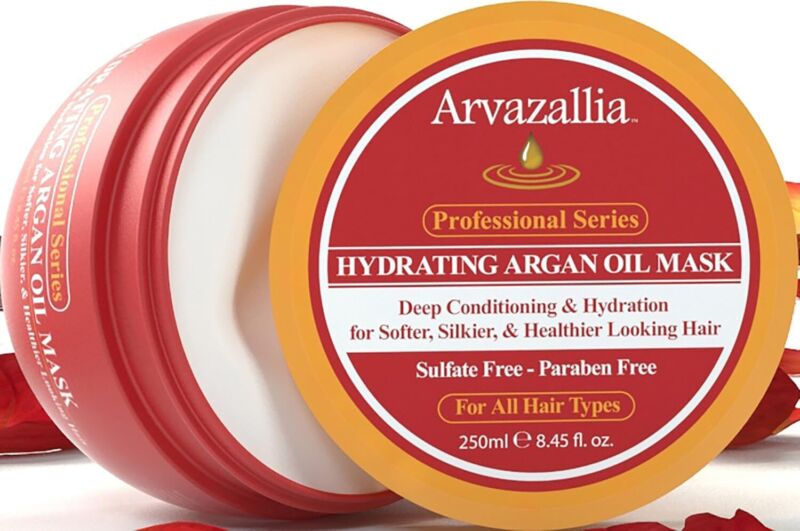 Arvazallia Hydrating Argan Oil Hair Mask and Deep Conditioner for Dry or Damaged Hair (8.45 oz Jar) : Beauty & Personal Care