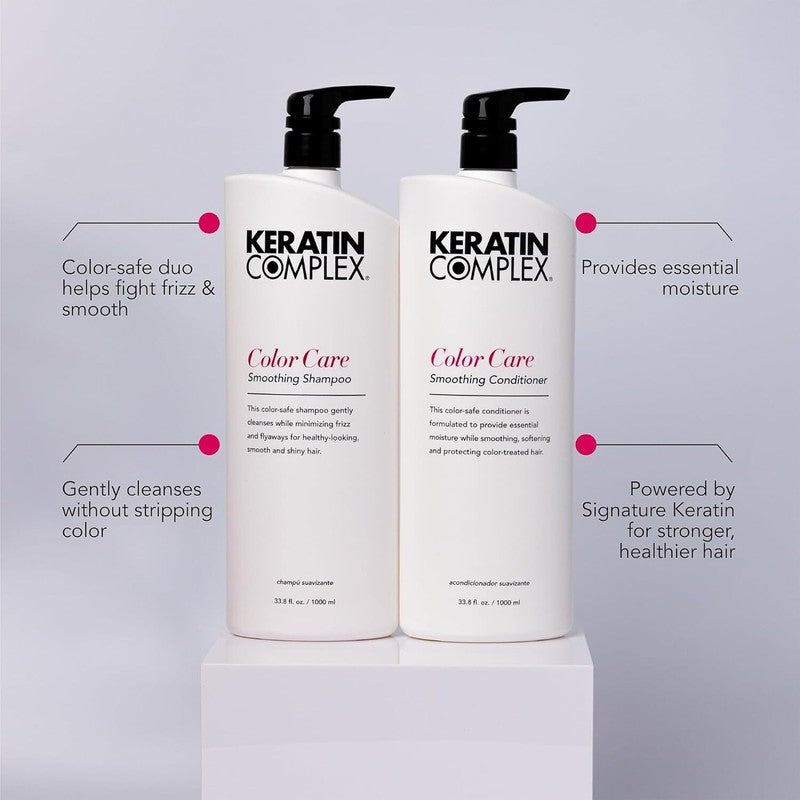 Keratin Complex - Color Care Smoothing Shampoo & Conditioner Duo - 33.8 fl oz Each : Beauty & Personal Care
