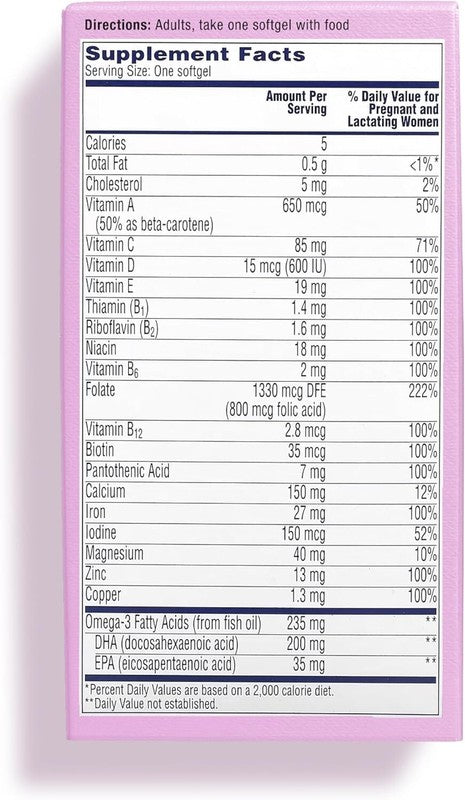ONE A DAY Women's Prenatal 1 Multivitamin, Supplement for Before, During, and Post Pregnancy, Including Vitamins A, C, D, E, B6, B12, and Omega-3 DHA, 90 Count (Packaging May Vary) : Health & Household