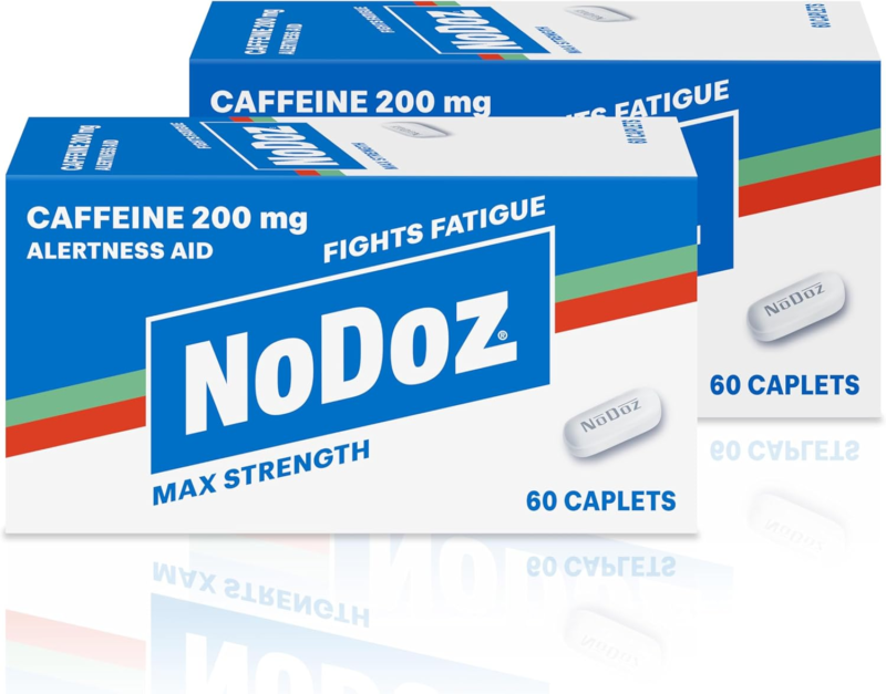 NoDoz 200mg Caffeine Pills Maximum Strength, 120 Caplets total : Health & Household