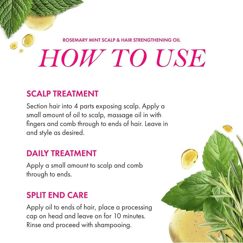 Mielle Organics Rosemary Mint Scalp & Hair Strengthening Oil for All Hair Types, 2 Ounce : Beauty & Personal Care