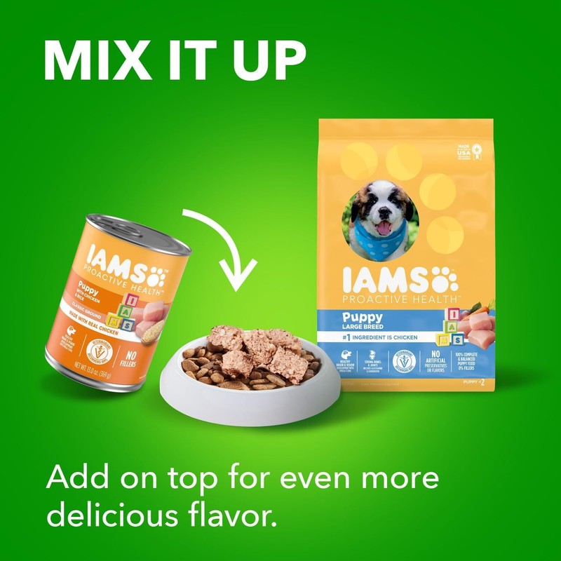 IAMS Smart Puppy Large Breed Dog Food Dry with Real Chicken, 30.6 lb. Bag : Pet Supplies
