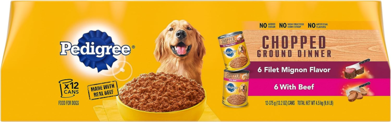 Pedigree Chopped Ground Dinner Wet Dog Food Filet Mignon & Beef Variety Pack, 13.2 oz. Cans (12 Count, Pack of 1): Pet Supplies: Amazon.com