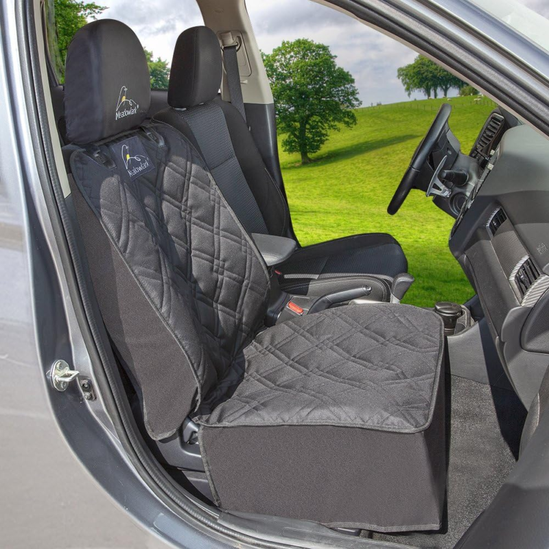 Meadowlark Dog Car Seat Cover Front Seat Cover Waterproof Scratch Proof Car Seat Covers for Dogs Car Seat Protector for Dogs for Trucks Cars & SUVs w/Free Seat Belt & Headrest Cover – 45 x 21 in Black : Pet Supplies