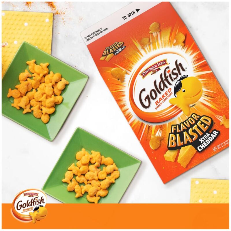 Goldfish Flavor Blasted Xtra Cheddar Cheese Crackers, 27.3 oz Carton : Goldfish
