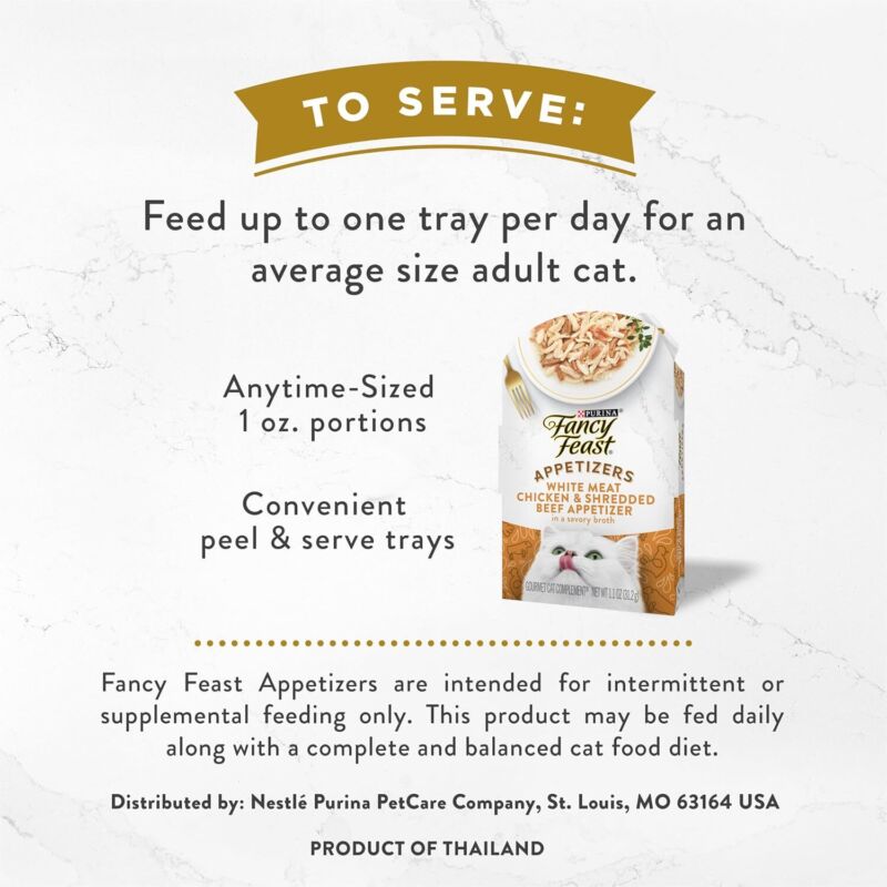 Purina Fancy Feast Appetizers Lickable Grain Free Cat Food Topper White Meat Chicken and Shredded Beef Appetizer - (Pack of 10) 1.1 oz. Trays : Pet Supplies