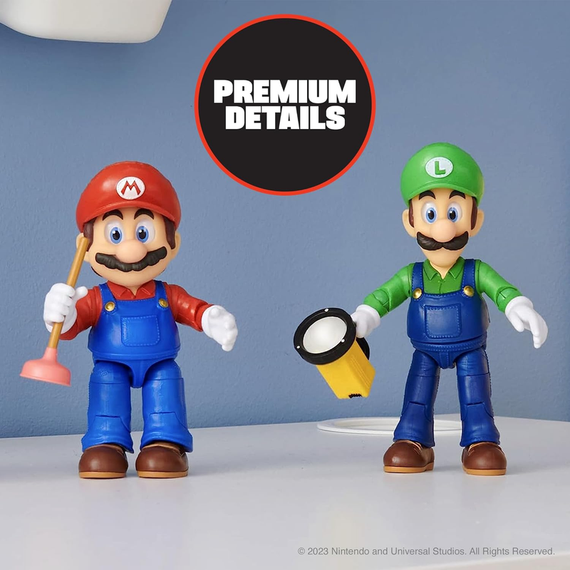 THE SUPER MARIO BROS. MOVIE - 5 Inch Action Figures Series 1 – Luigi Figure with Flashlight Accessory : Toys & Games