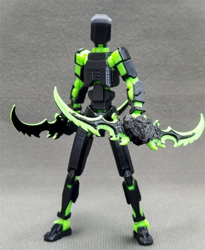 T13 (Assembly Completed) 3D Printed Action Figure,Dummy 13 Robot Action Figure, T13 Collectible Action Figure Articulated, for Collectors Desktop Decorations, muñeco de acción (Black Green) : Toys & Games