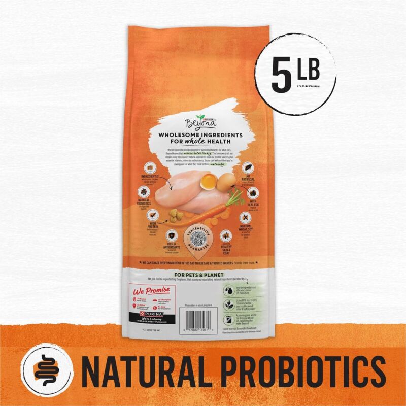 Purina Beyond Grain Free White Meat Chicken and Egg Recipe Natural Cat Food High Protein Cat Food Dry Formula - 5 lb. Bag : Pet Supplies