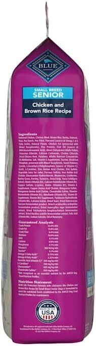 Blue Buffalo Life Protection Formula Small Breed Senior Dry Dog Food, Supports Joint Health and Immunity, Made with Natural Ingredients, Chicken & Brown Rice Recipe, 15-lb. Bag : Pet Supplies