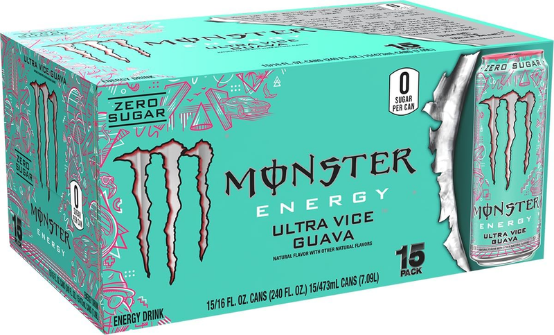 Monster Energy Ultra Vice Guava, Sugar Free Energy Drink, 16 Ounce (Pack of 15) : Grocery & Gourmet Food
