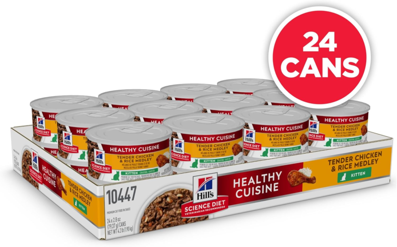 Hill's Science Diet Healthy Cuisine, Kitten, Great Taste, Wet Cat Food, Chicken & Rice Stew, 2.8 oz Can, Case of 24 : Pet Supplies