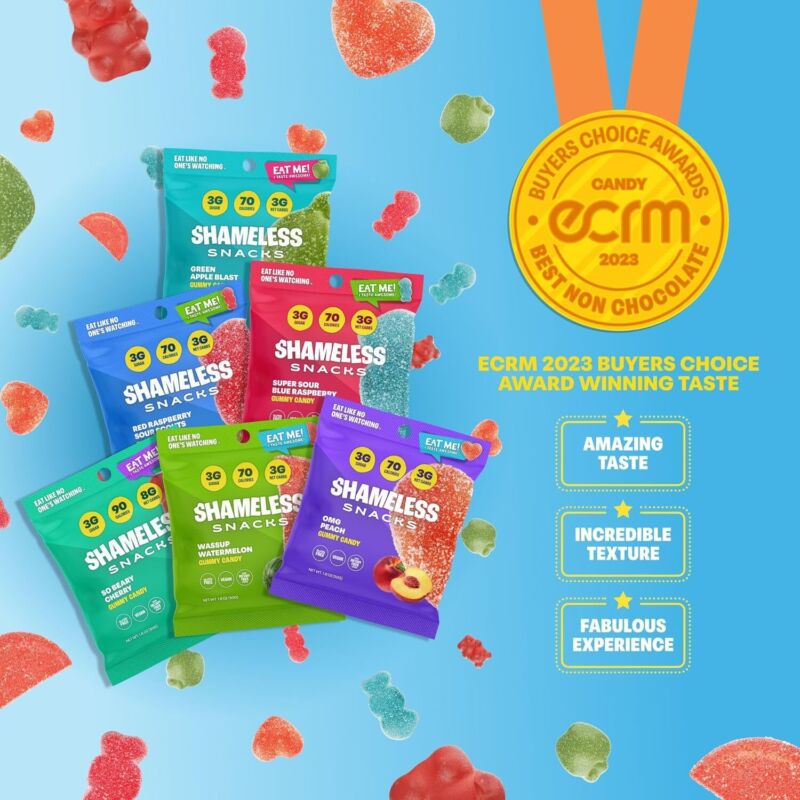 Shameless Snacks - Healthy Low Calorie Snacks, Low Carb Keto Gummies (Gluten Free Candy) - 6 Pack Super Variety Pack : Grocery & Gourmet Food
