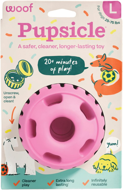 WOOF Party Pupsicle - Long-Lasting Interactive Dog Toys for Boredom - Low-Mess Design - Birthday Gifts for Dogs - Large Dog Toys - Party Pink : Pet Supplies