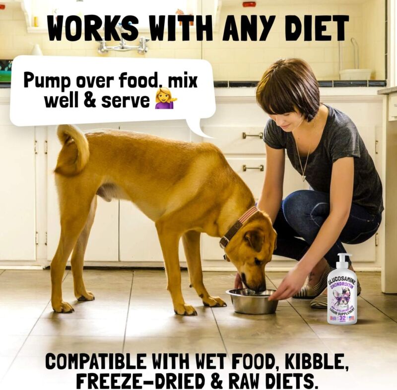 Liquid Glucosamine for Dogs Bacon Flavour with Chondroitin, MSM & Hyaluronic Acid K9 Supplement Hip and Joint Formula Advanced Mobility Joint Pain Relief Senior Advanced Supplement for All Breeds : Pet Supplies