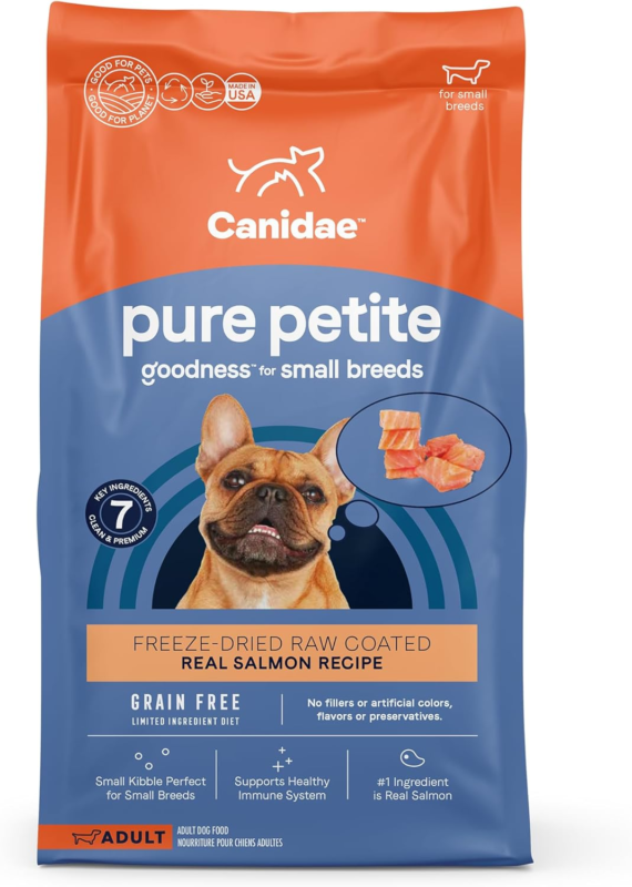 Canidae Pure Petite Freeze-Dried raw coated Recipe with Real Salmon Dog Dry 4 lbs.