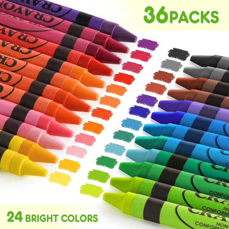 Crayons Bulk 24 Count, 24 Packs of 24 Assorted Colors, Premium Crayon for Toddlers and Kids, Back to School Supplies for Preschool Kindergarten, Durable & Non-Toxic Crayons for Classroom Supplies : Toys & Games