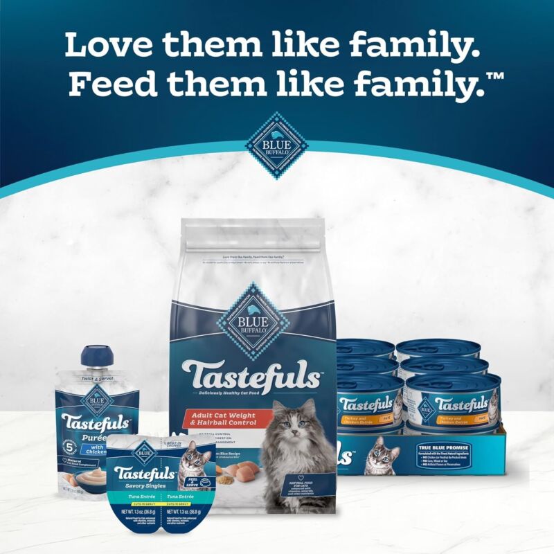 Blue Buffalo Tastefuls Weight & Hairball Control Natural Dry Food for Adult Cats, 3-lb. Bag : Pet Supplies