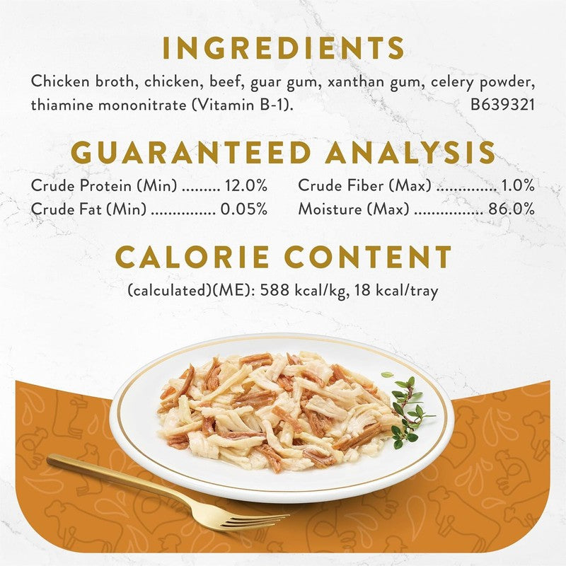 Purina Fancy Feast Appetizers Lickable Grain Free Cat Food Topper White Meat Chicken and Shredded Beef Appetizer - (Pack of 10) 1.1 oz. Trays : Pet Supplies