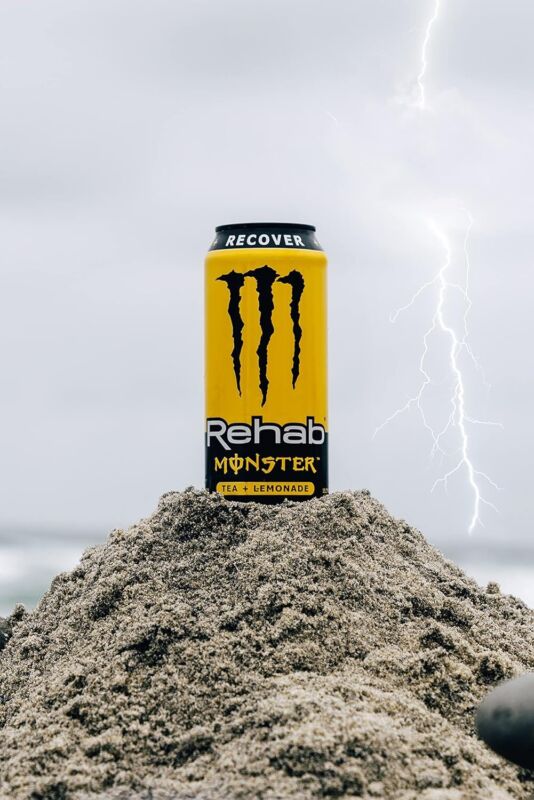 Monster Energy Rehab Tea + Lemonade + Energy, Energy Iced Tea, Energy Drink 15.5 Ounce (Pack of 15) : Grocery & Gourmet Food
