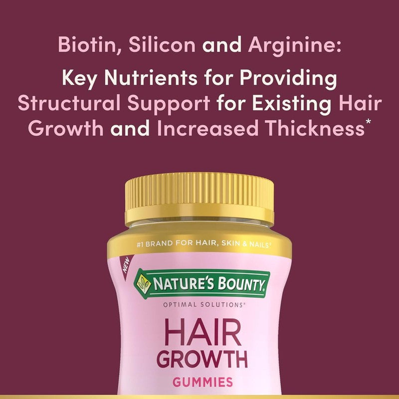 Nature’s Bounty Hair Growth Gummies for Supporting Thicker, Fuller Hair with Biotin, Silicon & Arginine, Peach Mango Flavor – Gluten Free, Contains No Lactose, Sodium or Fish, 60 Count/30 Servings : Health & Household