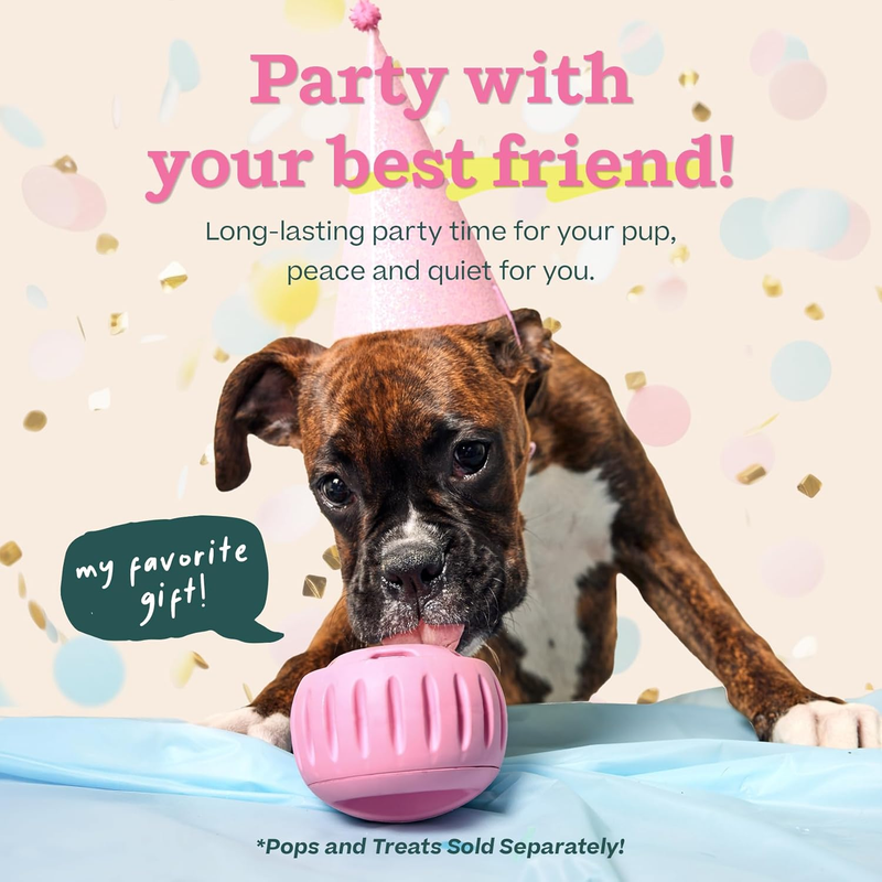 WOOF Party Pupsicle - Long-Lasting Interactive Dog Toys for Boredom - Low-Mess Design - Birthday Gifts for Dogs - Large Dog Toys - Party Pink : Pet Supplies